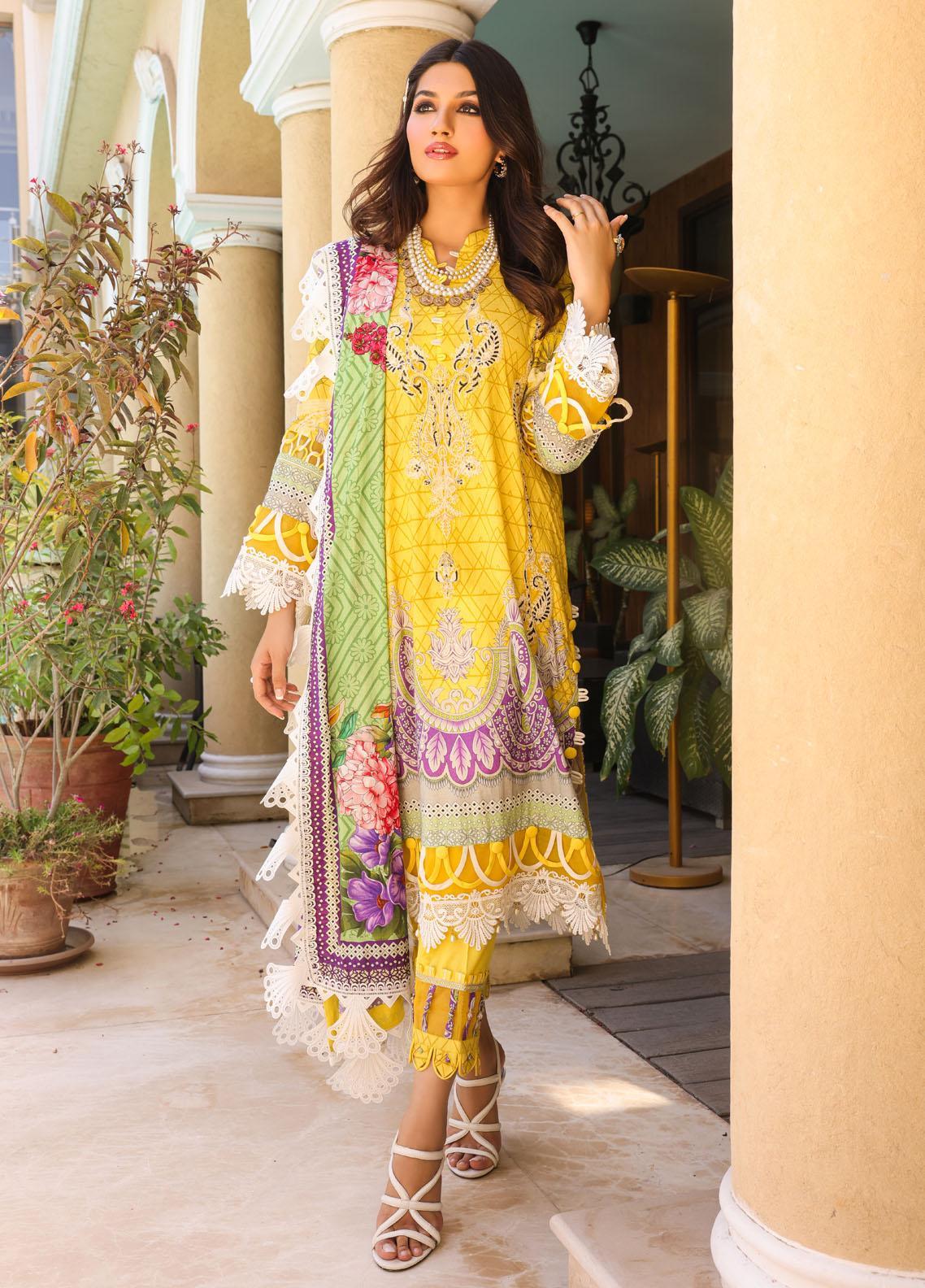 Naushad Imdad Stitched 3 Piece Embroidered Jacquard Suit - Illuminating Yellow NI-LL-002 - Luxury Collection Brand Mafia by Zonash