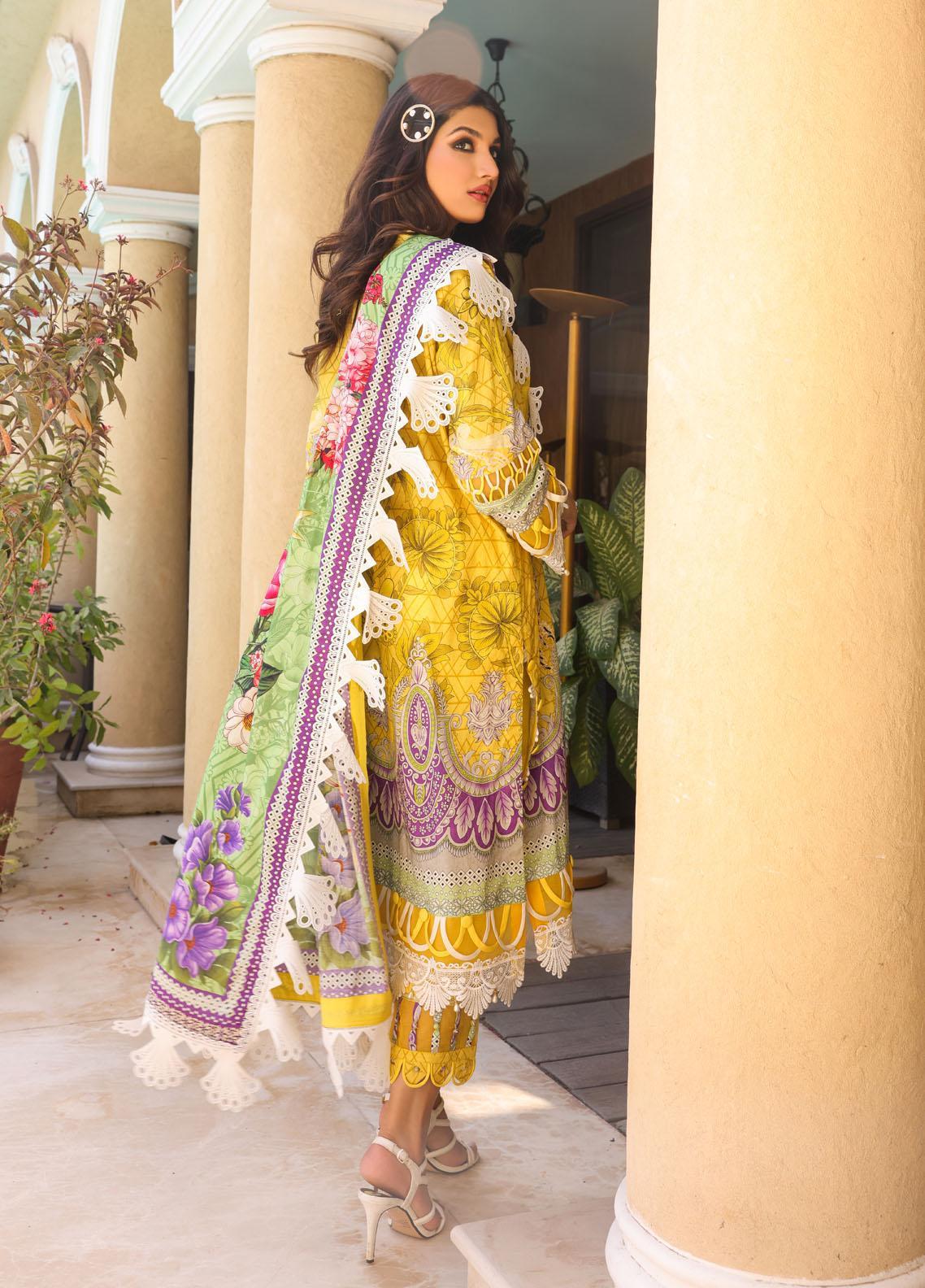 Naushad Imdad Stitched 3 Piece Embroidered Jacquard Suit - Illuminating Yellow NI-LL-002 - Luxury Collection Brand Mafia by Zonash