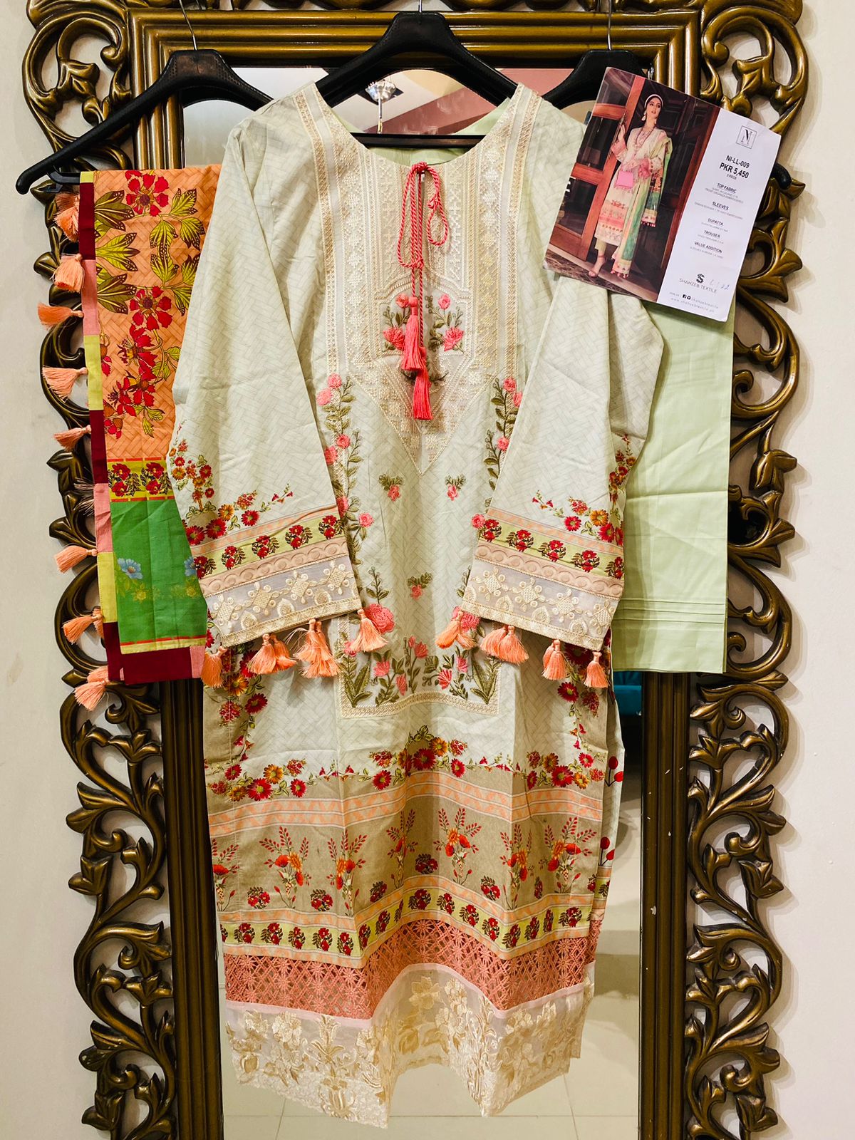 Naushad Imdad Stitched 3 Piece Embroidered Jacquard Suit - Lime Punch NI-LL-009 - Luxury Collection Brand Mafia by Zonash