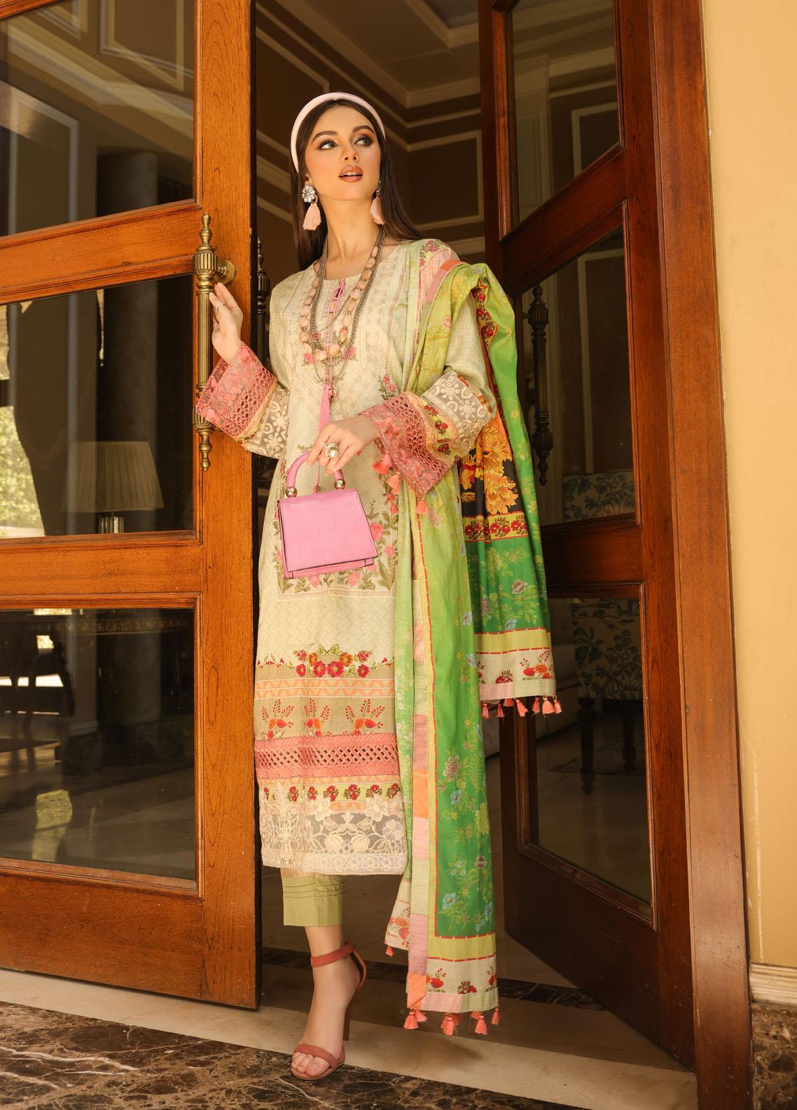 Naushad Imdad Stitched 3 Piece Embroidered Jacquard Suit - Lime Punch NI-LL-009 - Luxury Collection Brand Mafia by Zonash