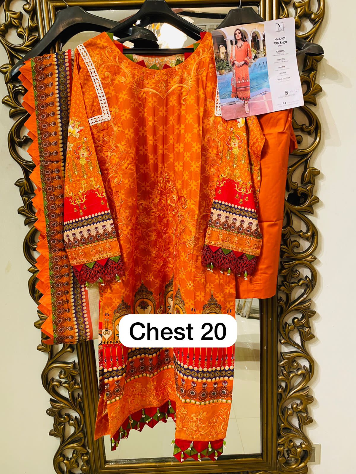 Naushad Imdad Stitched 3 Piece Embroidered Lawn Suit - Orange Tiger NI-LL-005 - Luxury Lawn Collection Brand Mafia by Zonash