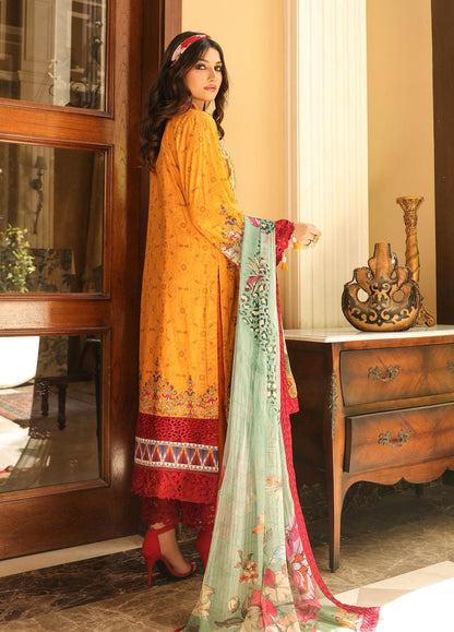 Naushad Imdad Stitched 3 Piece Embroidered Lawn Suit - Oriol Mustard NI-LL-007 - Luxury Lawn Collection Brand Mafia by Zonash