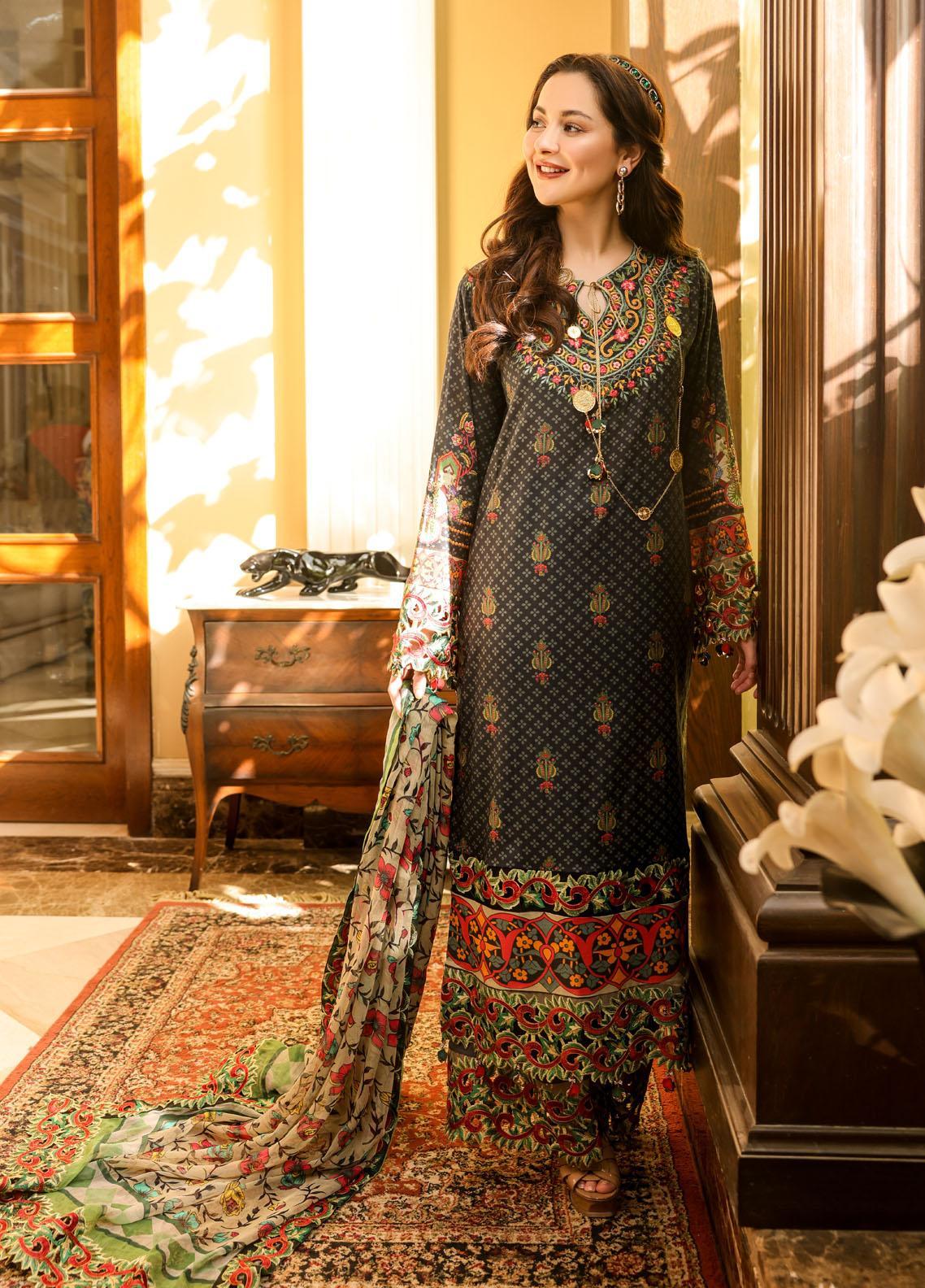 Naushad Imdad Stitched 3 Piece Embroidered Lawn Suit - Pirate Black NI-LL-010 - Luxury Lawn Collection Brand Mafia by Zonash