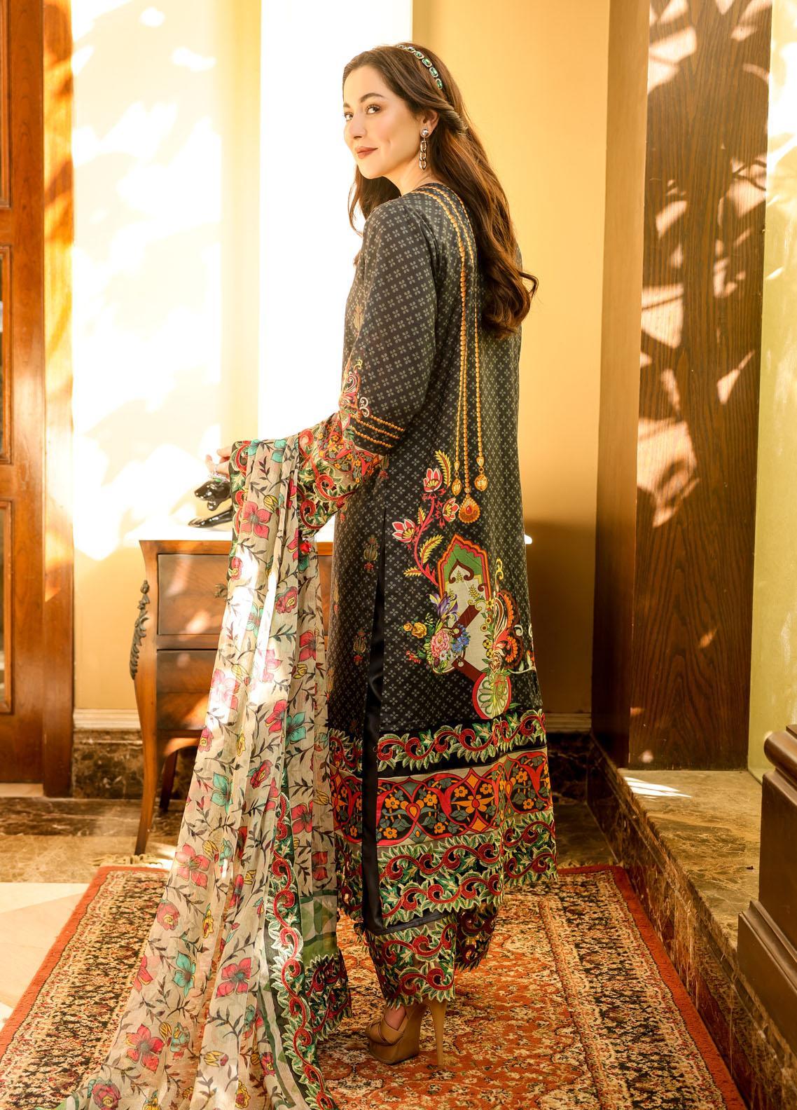 Naushad Imdad Stitched 3 Piece Embroidered Lawn Suit - Pirate Black NI-LL-010 - Luxury Lawn Collection Brand Mafia by Zonash