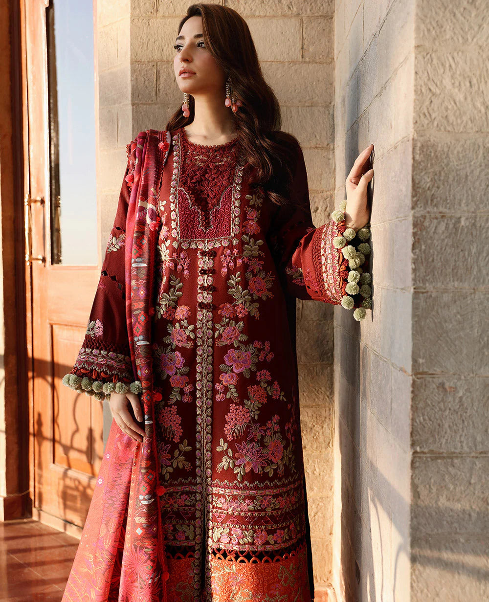 Noemei By Republic Womenswear Unstitched 3 Piece Embroidered Karandi Suit RW23N D7-B - Luxury Winter Collection Brand Mafia by Zonash