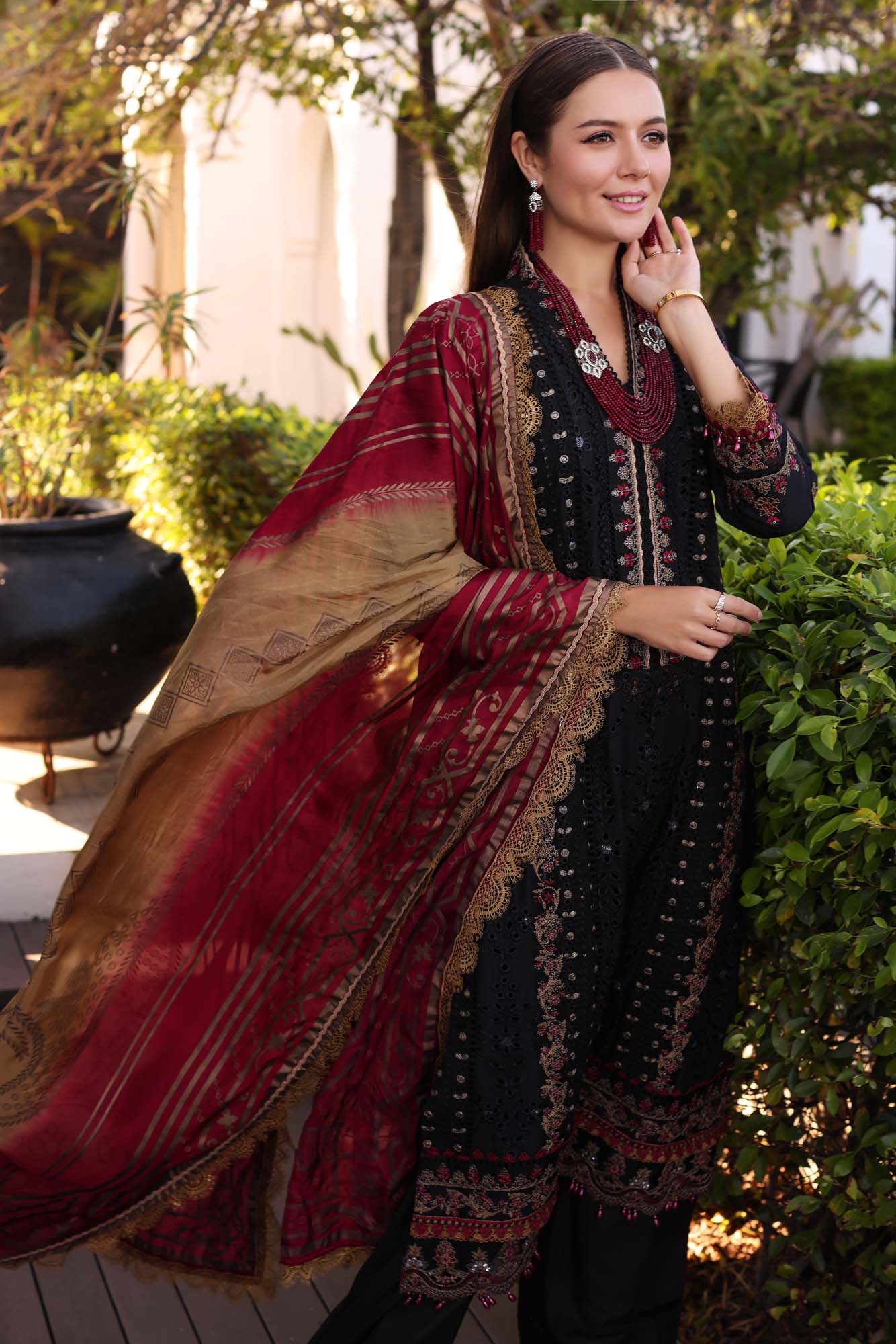 Noor By Saadia Asad Unstitched 3 Piece Embroidered Chikankari Lawn Suit NSA23LC D11-B - Luxury Lawn Collection