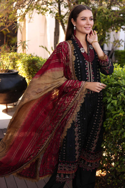 Noor By Saadia Asad Unstitched 3 Piece Embroidered Chikankari Lawn Suit NSA23LC D11-B - Luxury Lawn Collection