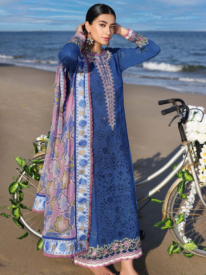 Noor By Saadia Asad Unstitched 3 Piece Embroidered Chikankari Lawn Suit NSA23LC D12-B - Luxury Lawn Collection