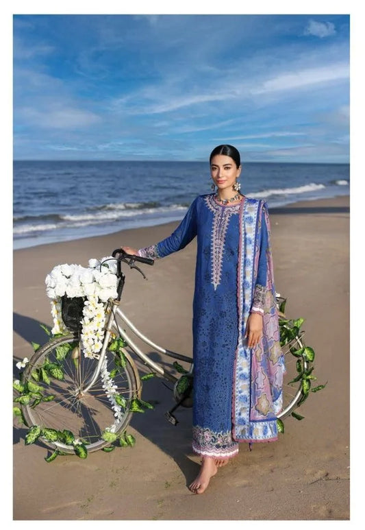 Noor By Saadia Asad Unstitched 3 Piece Embroidered Chikankari Lawn Suit NSA23LC D12-B - Luxury Lawn Collection