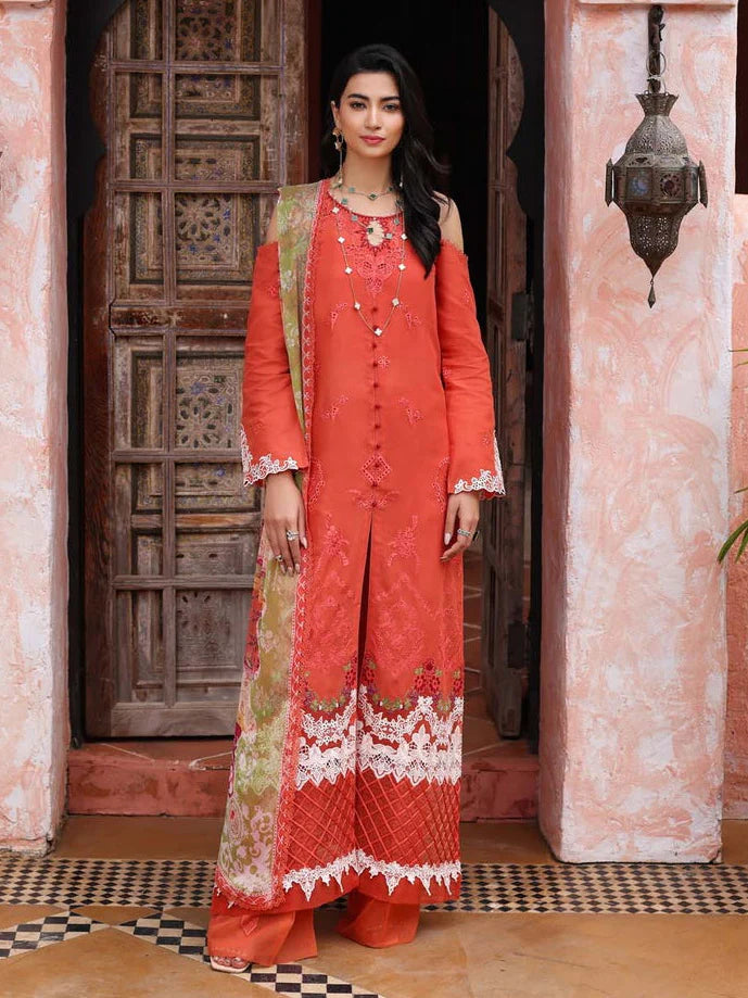 Noor By Saadia Asad Unstitched 3 Piece Embroidered Chikankari Lawn Suit NSA23LC D6-B - Luxury Lawn Collection Brand Mafia by Zonash