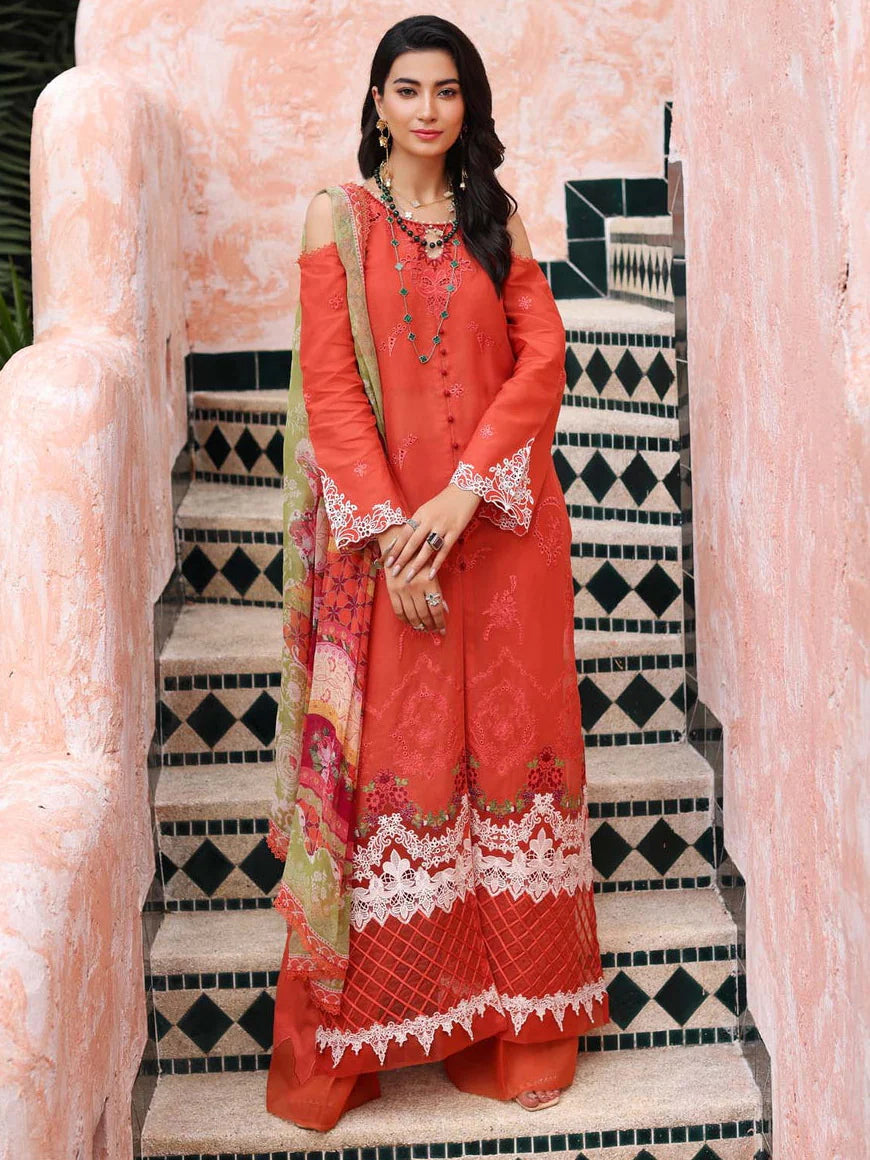 Noor By Saadia Asad Unstitched 3 Piece Embroidered Chikankari Lawn Suit NSA23LC D6-B - Luxury Lawn Collection Brand Mafia by Zonash