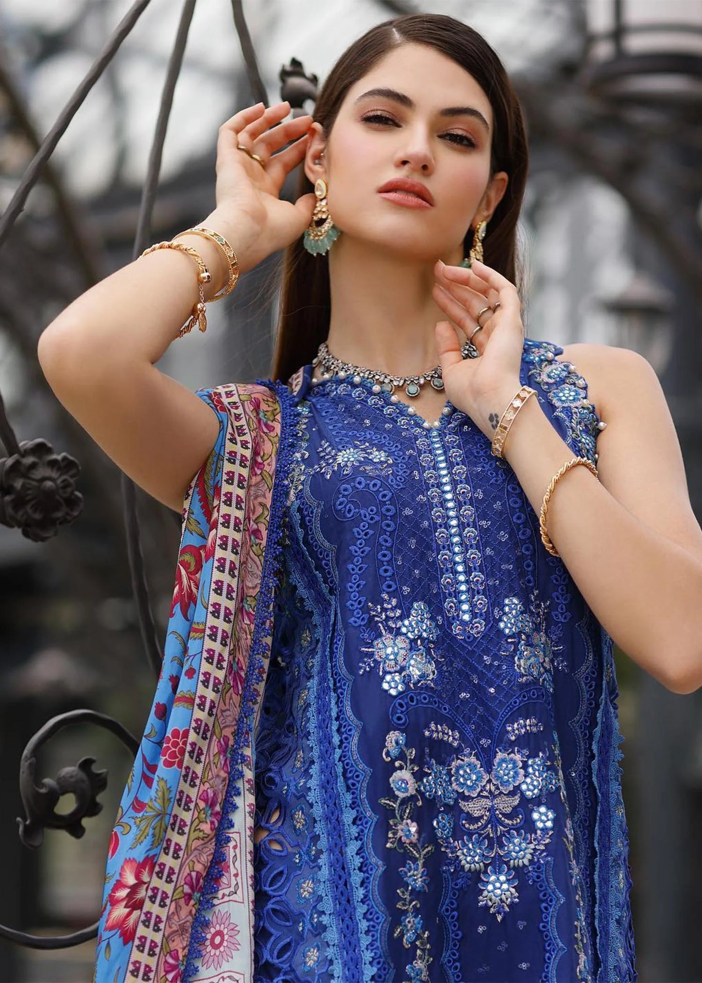 Noor By Saadia Asad Unstitched 3 Piece Embroidered Lawn Suit - NSA23ESL D11-Lia - Summer Eid Collection Brand Mafia by Zonash