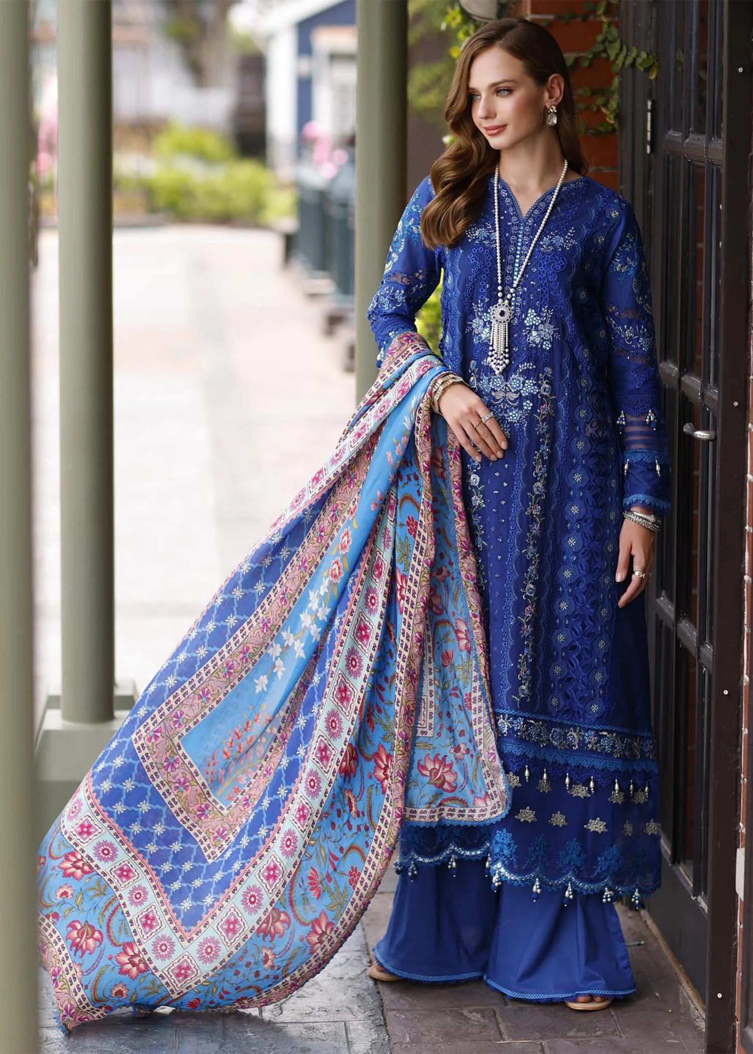 Noor By Saadia Asad Unstitched 3 Piece Embroidered Lawn Suit - NSA23ESL D11-Lia - Summer Eid Collection Brand Mafia by Zonash