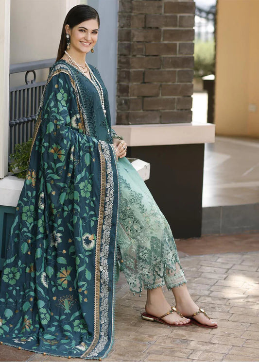 Noor By Saadia Asad Unstitched 3 Piece Embroidered Lawn Suit - NSA23ESL D3-Zalia - Summer Eid Collection