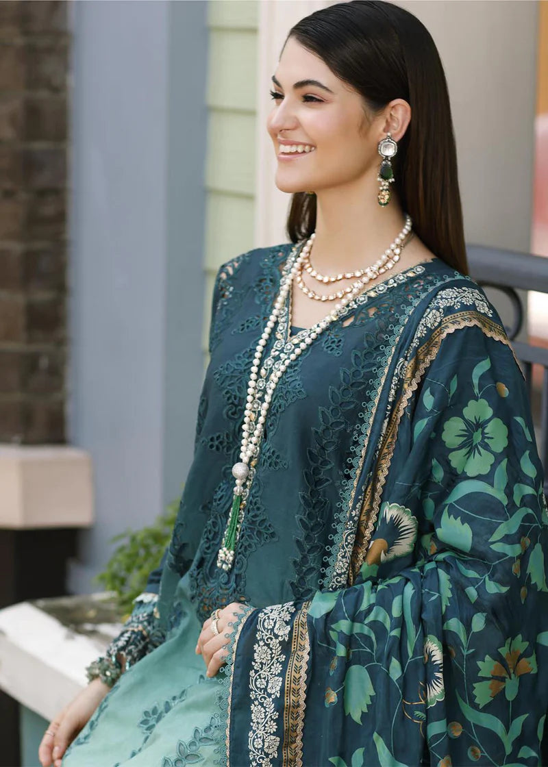 Noor By Saadia Asad Unstitched 3 Piece Embroidered Lawn Suit - NSA23ESL D3-Zalia - Summer Eid Collection