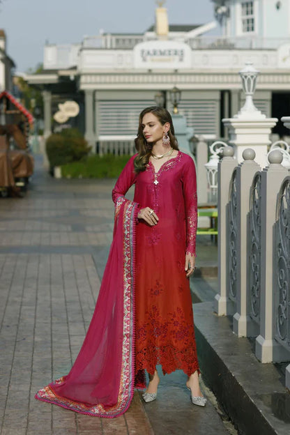 Noor By Saadia Asad Unstitched 3 Piece Embroidered Lawn Suit - NSA23ESL D4-Rosa - Summer Eid Collection Brand Mafia by Zonash