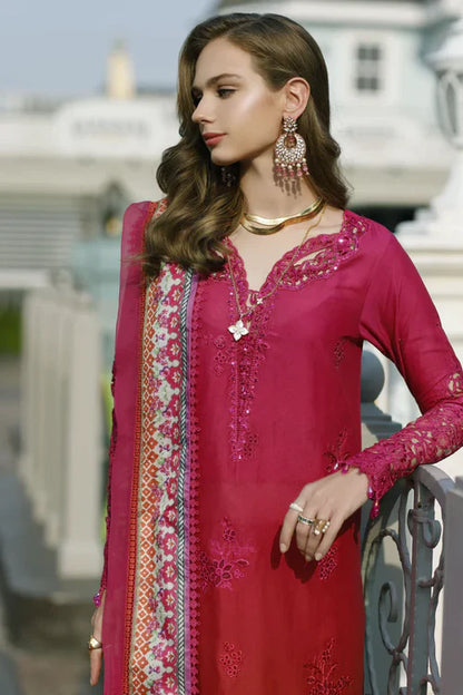 Noor By Saadia Asad Unstitched 3 Piece Embroidered Lawn Suit - NSA23ESL D4-Rosa - Summer Eid Collection Brand Mafia by Zonash