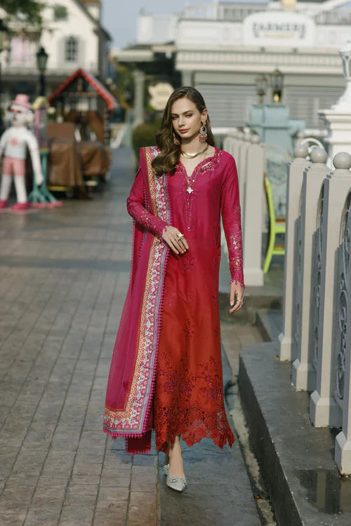 Noor By Saadia Asad Unstitched 3 Piece Embroidered Lawn Suit - NSA23ESL D4-Rosa - Summer Eid Collection Brand Mafia by Zonash