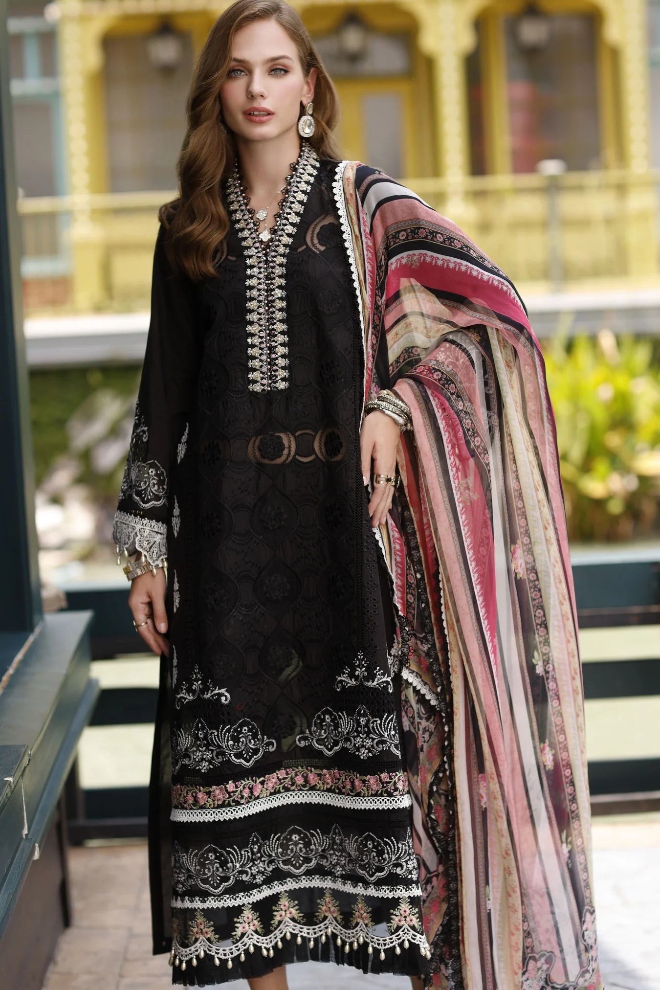 Noor By Saadia Asad Unstitched 3 Piece Embroidered Lawn Suit - NSA23ESL D6-Fiya - Summer Eid Collection Brand Mafia by Zonash