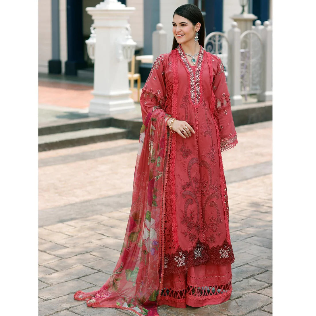 Noor By Saadia Asad Unstitched 3 Piece Embroidered Lawn Suit - NSA23ESL D8-Liana - Eid Collection Brand Mafia by Zonash