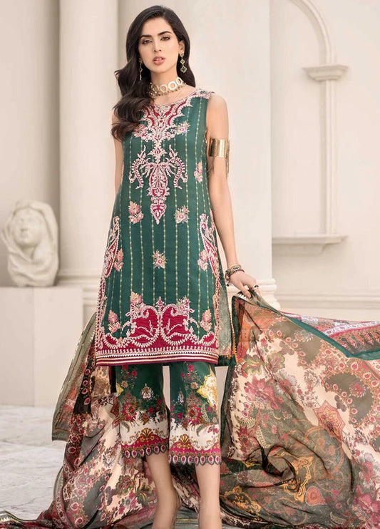 Noor By Saadia Asad Unstitched 3 Piece Embroidered Lawn Suit - SOIGNE-D9-A - Luxury Lawn Collection Brand Mafia by Zonash