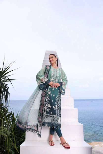 Noor by Saadia Asad Unstitched 3 Piece Embroidered Lawn Suit NSA24LP D2-A - Summer Collection