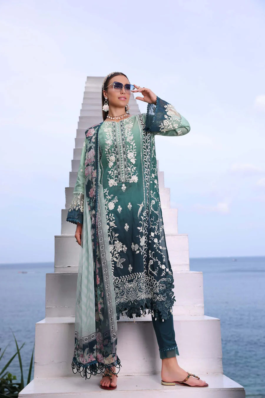 Noor by Saadia Asad Unstitched 3 Piece Embroidered Lawn Suit NSA24LP D2-A - Summer Collection