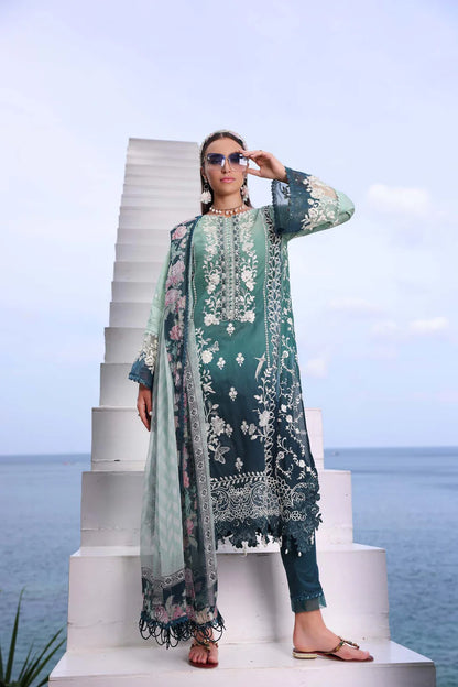 Noor by Saadia Asad Unstitched 3 Piece Embroidered Lawn Suit NSA24LP D2-A - Summer Collection