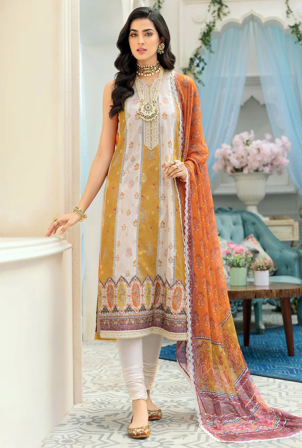 Noor by Saadia Asad Unstitched 3 Piece Embroidered Lawn Suit SA22N D3A - Summer Collection Brand Mafia by Zonash