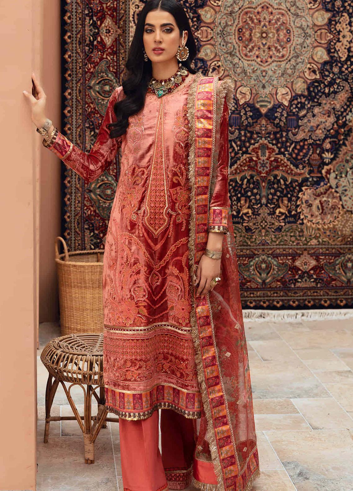 Noor by Saadia Asad Unstitched 3 Piece Embroidered Velvet Suit SA21NS D-04 - Winter Collection Brand Mafia by Zonash