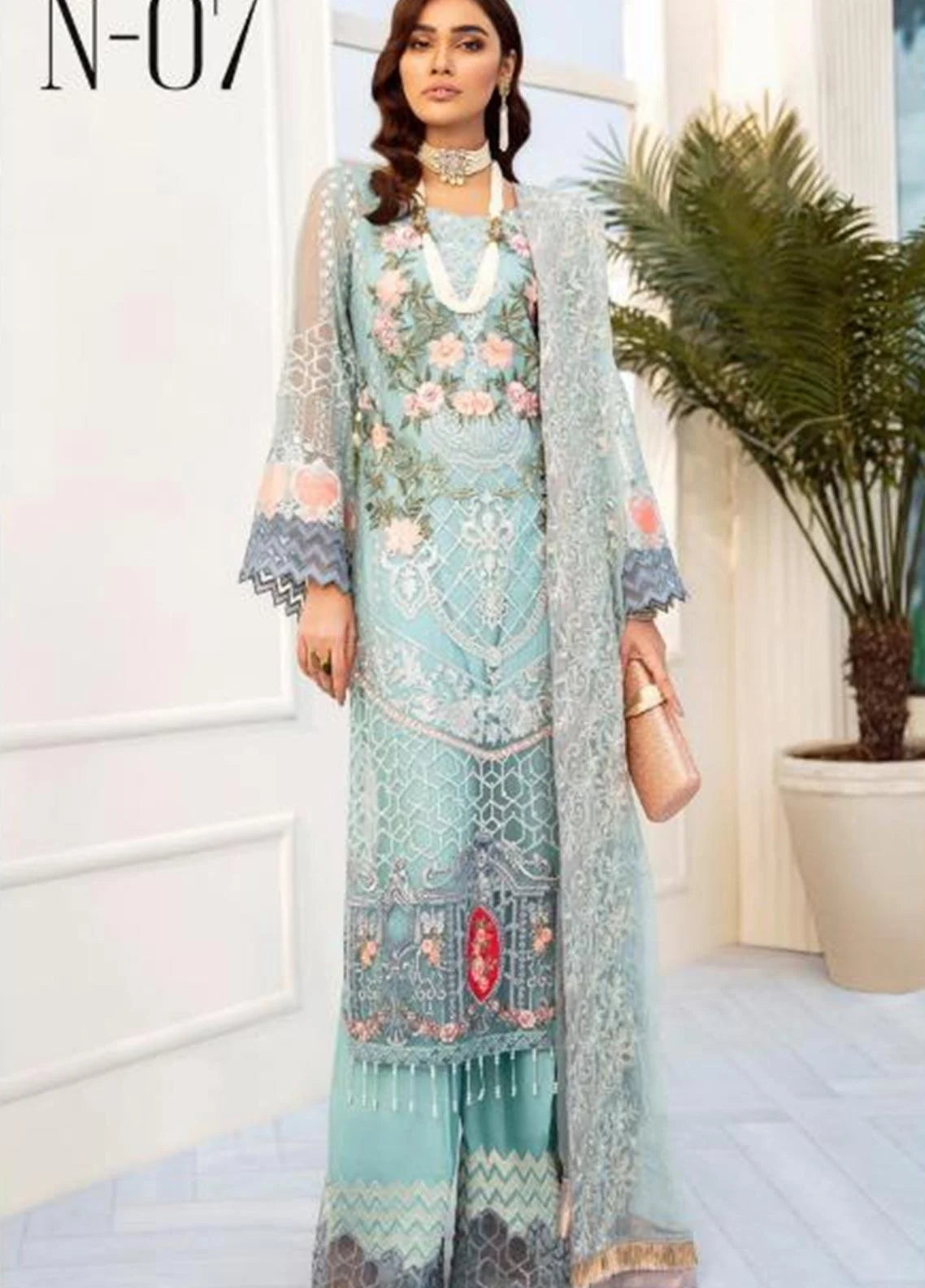 Nureh by Riaz Arts Unstitched 3 Piece Embroidered Chiffon Suit NRA20C 07 - Luxury Collection Brand Mafia by Zonash