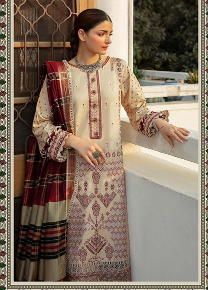 Qalamkar Unstitched 3 Piece Embroidered Schiffli Suit QLM21LN NW-06 - Winter Collection Brand Mafia by Zonash