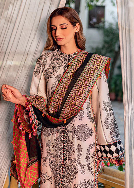 Rahgoli By Hussain Rehar Stitched 3 Piece Embroidered Lawn Suit HR22 Zerbar - Luxury Lawn Collection Brand Mafia by Zonash