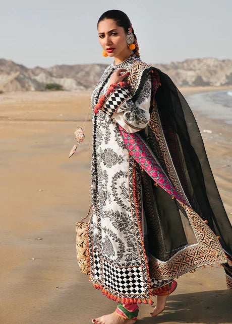 Rahgoli By Hussain Rehar Stitched 3 Piece Embroidered Lawn Suit HR22 Zerbar - Luxury Lawn Collection Brand Mafia by Zonash