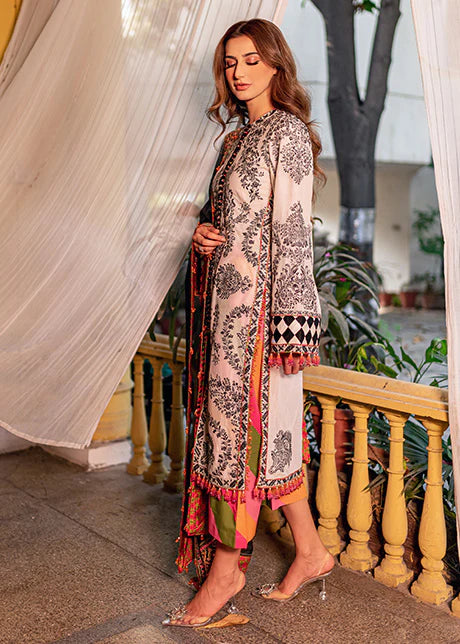 Rahgoli By Hussain Rehar Stitched 3 Piece Embroidered Lawn Suit HR22 Zerbar - Luxury Lawn Collection Brand Mafia by Zonash