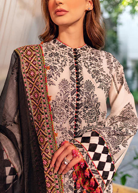 Rahgoli By Hussain Rehar Stitched 3 Piece Embroidered Lawn Suit HR22 Zerbar - Luxury Lawn Collection Brand Mafia by Zonash