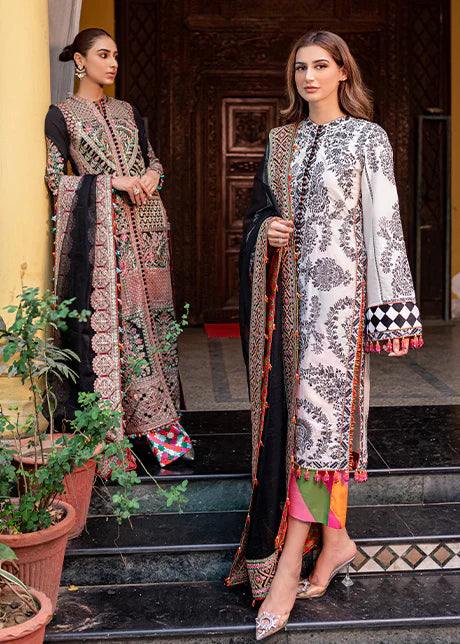 Rahgoli By Hussain Rehar Stitched 3 Piece Embroidered Lawn Suit HR22 Zerbar - Luxury Lawn Collection Brand Mafia by Zonash