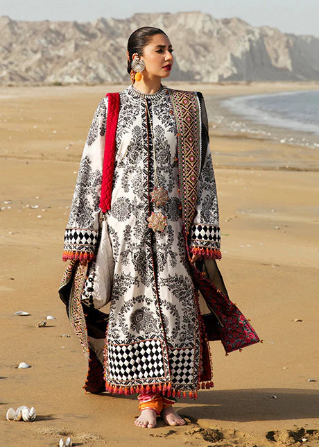 Rahgoli By Hussain Rehar Stitched 3 Piece Embroidered Lawn Suit HR22 Zerbar - Luxury Lawn Collection Brand Mafia by Zonash