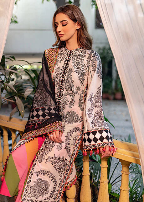 Rahgoli By Hussain Rehar Stitched 3 Piece Embroidered Lawn Suit HR22 Zerbar - Luxury Lawn Collection Brand Mafia by Zonash