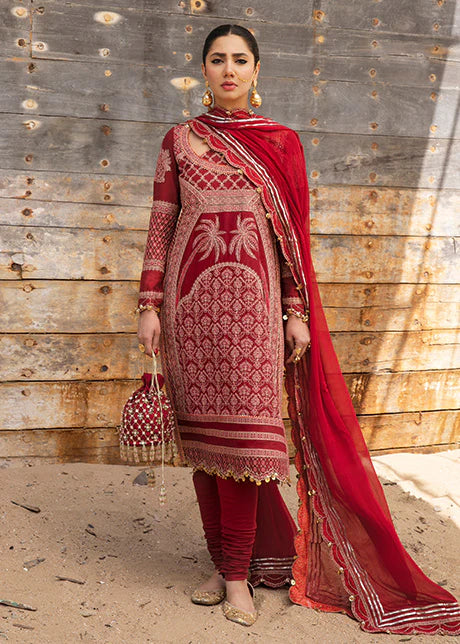 Rahgoli By Hussain Rehar Unstitched 3 Piece Embroidered Lawn Suit HRR22R Shala - Spring / Summer Collection