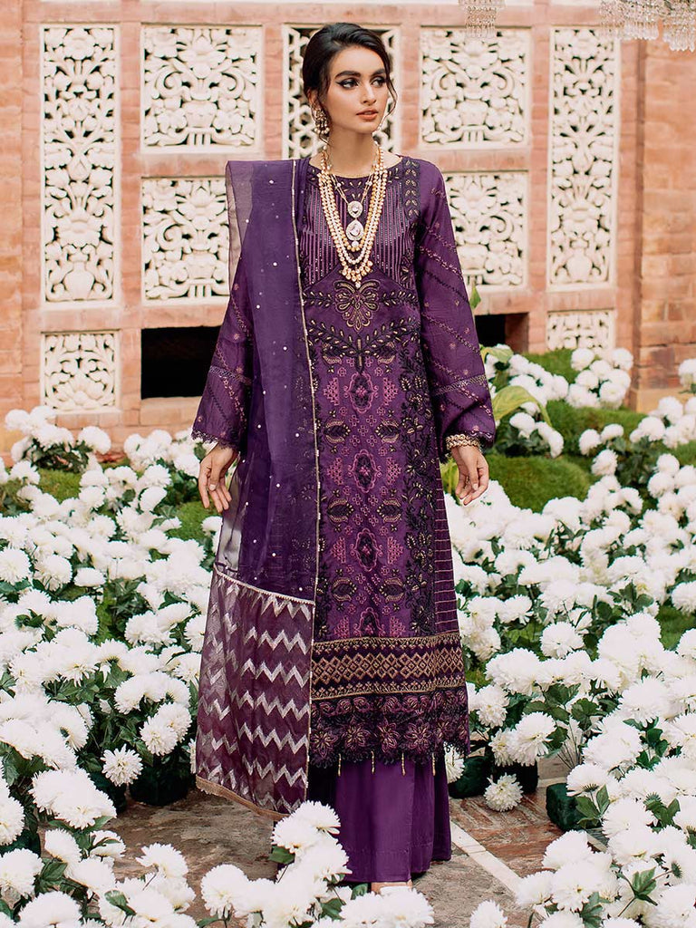 RajBari Unstitched 3 Piece Embroidered Cotton Silk Suit RB22 - 6A - Luxury Collection Brand Mafia by Zonash