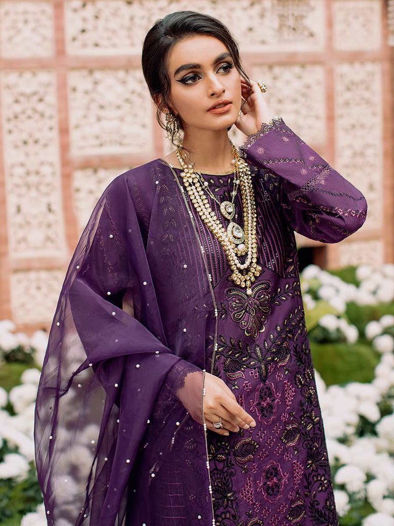 RajBari Unstitched 3 Piece Embroidered Cotton Silk Suit RB22 - 6A - Luxury Collection Brand Mafia by Zonash