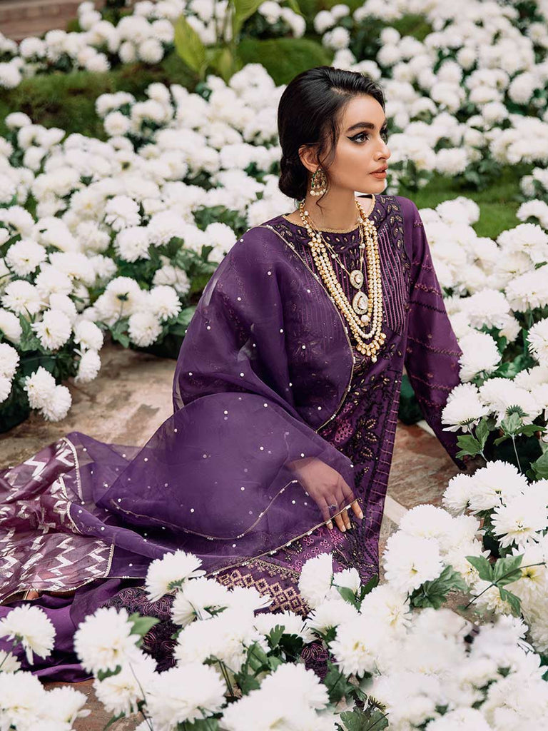 RajBari Unstitched 3 Piece Embroidered Cotton Silk Suit RB22 - 6A - Luxury Collection Brand Mafia by Zonash