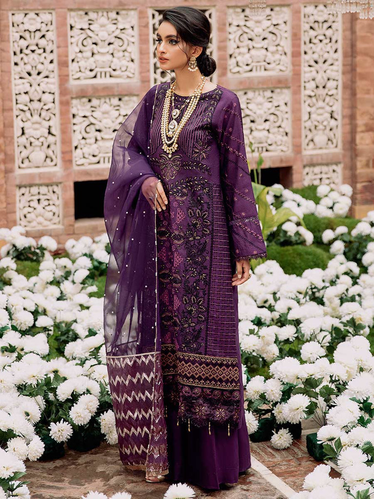 RajBari Unstitched 3 Piece Embroidered Cotton Silk Suit RB22 - 6A - Luxury Collection Brand Mafia by Zonash