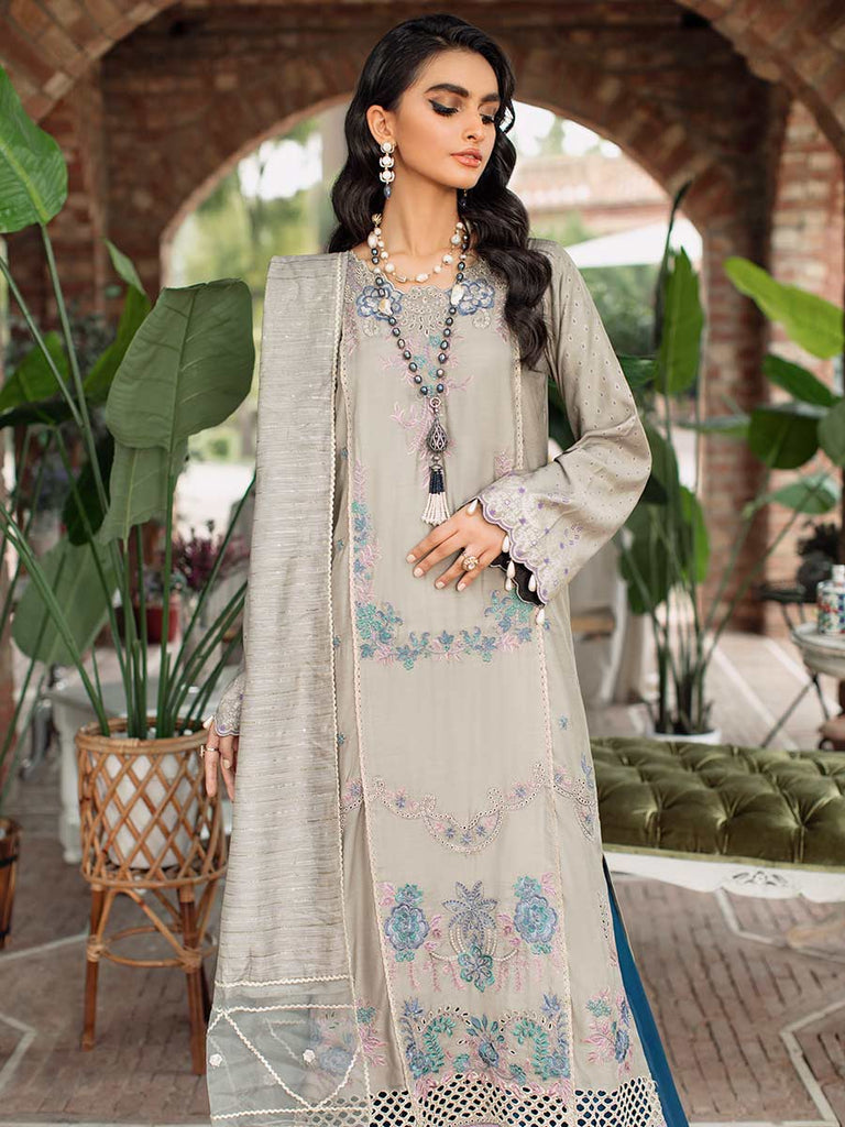 RajBari Unstitched 3 Piece Embroidered Viscose Silk Suit RB22 - 3B - Luxury Collection Brand Mafia by Zonash