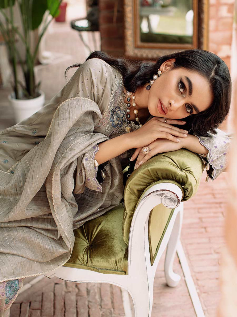 RajBari Unstitched 3 Piece Embroidered Viscose Silk Suit RB22 - 3B - Luxury Collection Brand Mafia by Zonash