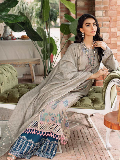 RajBari Unstitched 3 Piece Embroidered Viscose Silk Suit RB22 - 3B - Luxury Collection Brand Mafia by Zonash