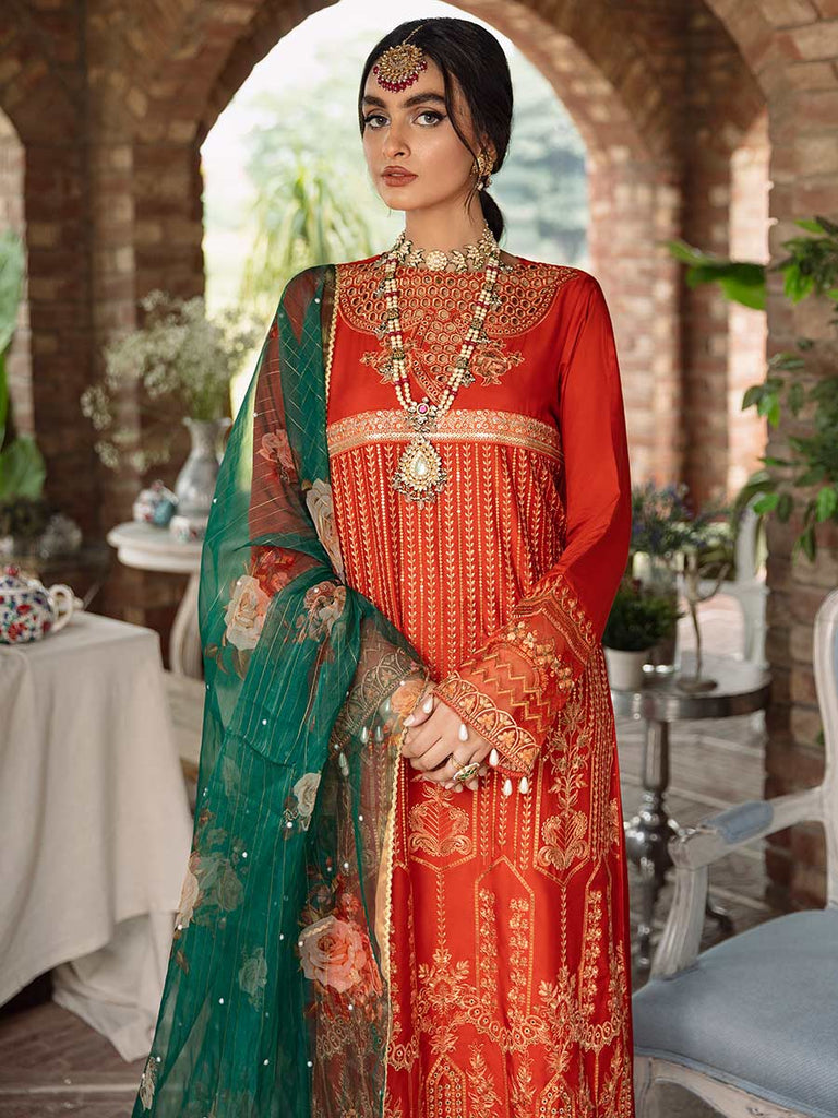 RajBari Unstitched 3 Piece Embroidered Viscose Silk Suit RB22 - 4A - Luxury Collection Brand Mafia by Zonash