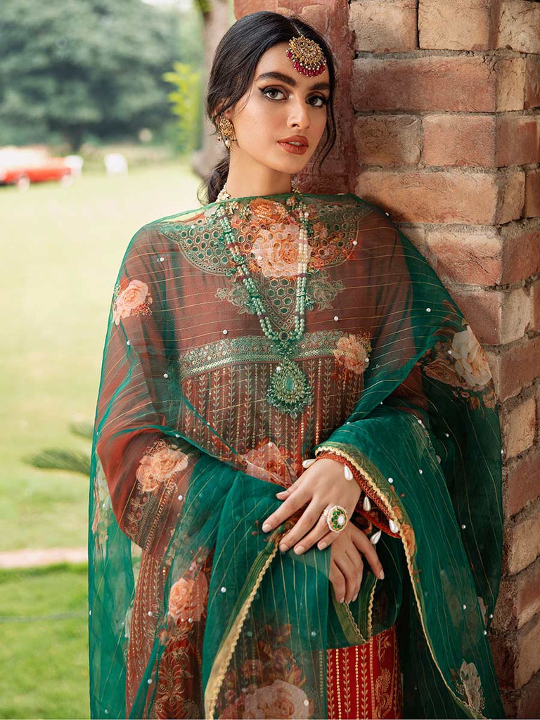 RajBari Unstitched 3 Piece Embroidered Viscose Silk Suit RB22 - 4A - Luxury Collection Brand Mafia by Zonash