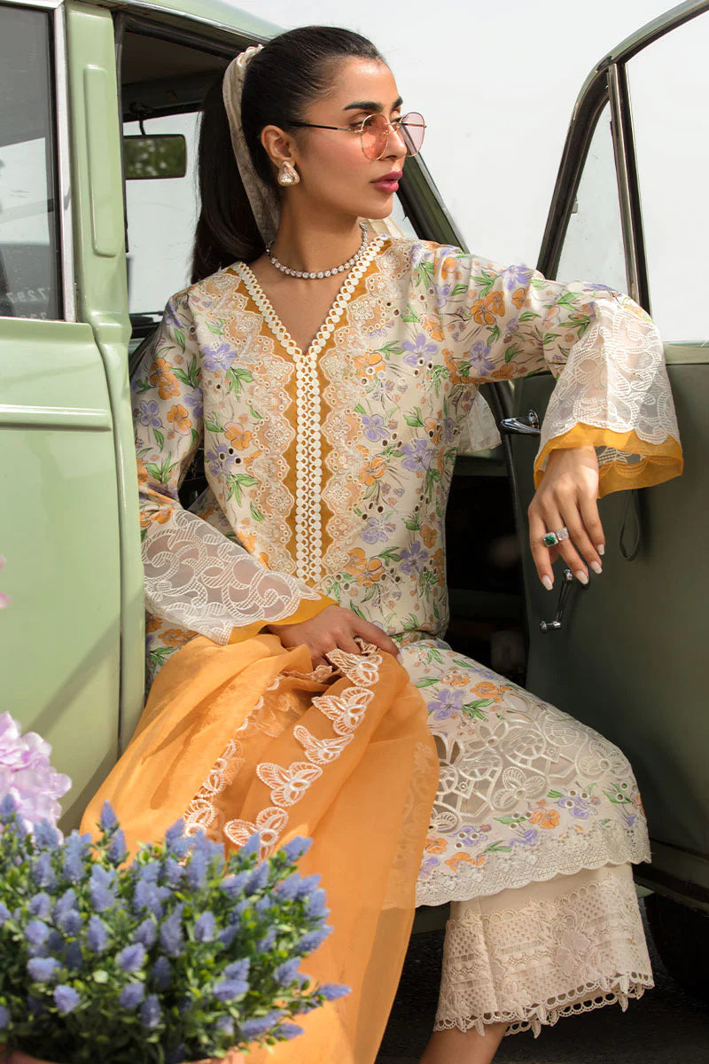 Rang Rasiya Carnation Festive Embroidered Lawn Suits Unstitched 3 Piece LARA- Festive Collection 2023 Brand Mafia by Zonash